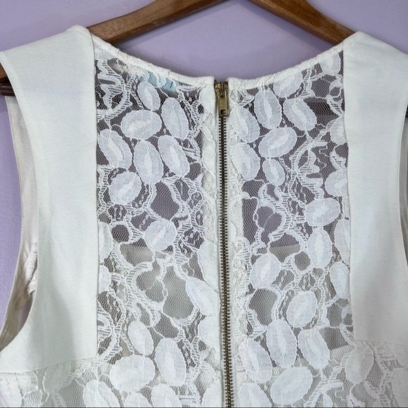 KIMCHI BLUE Urban Outfitters Lace Bodice Zipper Creme Mini Dress Pockets Size  2 - Picture 8 of 12